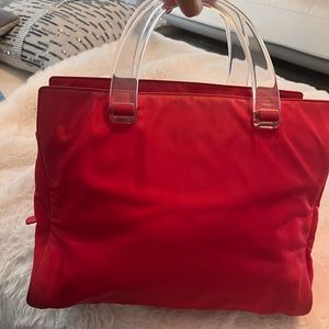 Authentic PRADA LUCITE handle nylon Handbag
